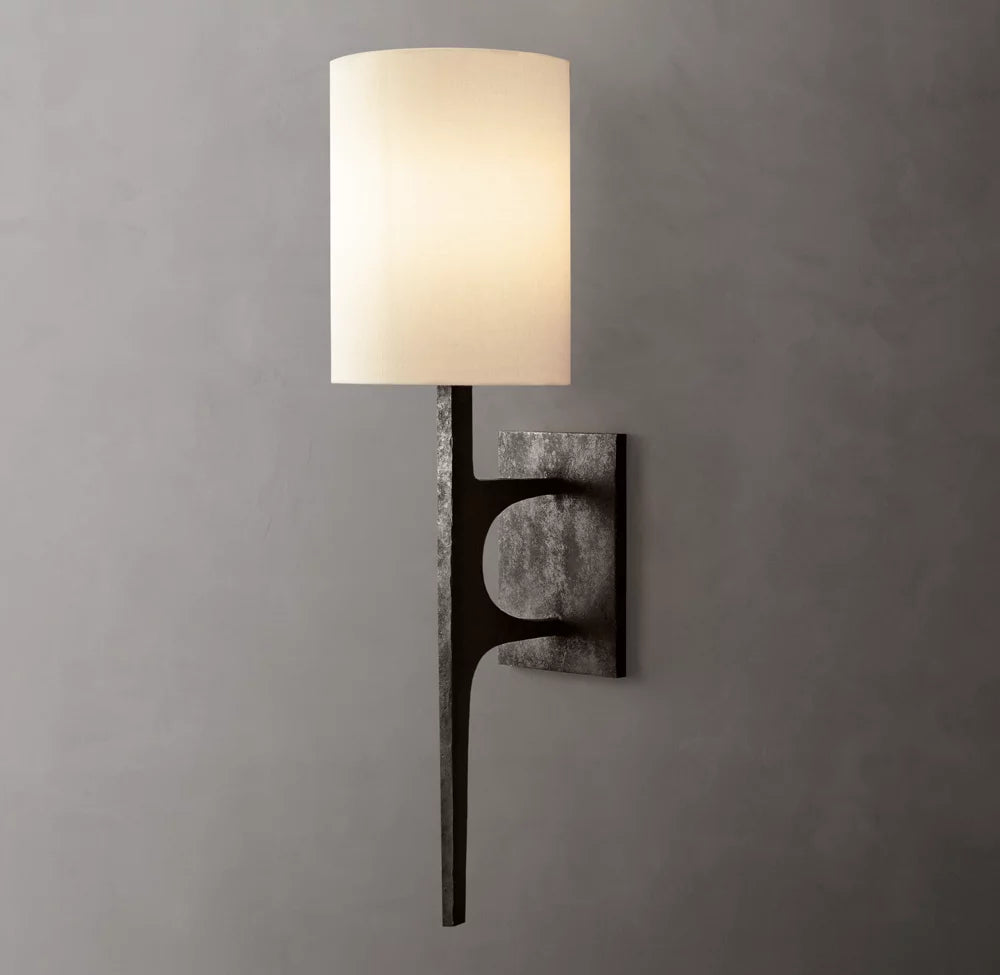 Hammered Metal Linen Cylinder Sconce
