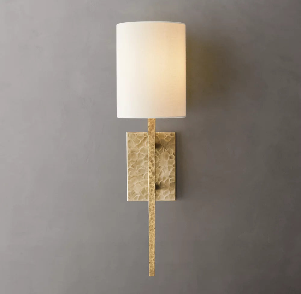 Hammered Metal Linen Cylinder Sconce