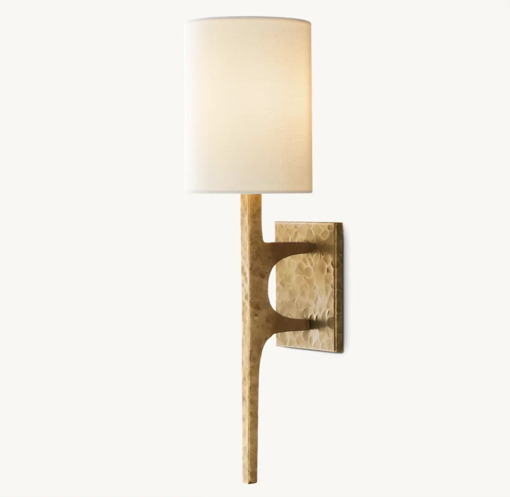 Hammered Metal Linen Cylinder Sconce