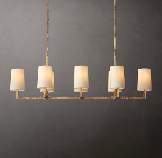 Hammered Metal Linen Island Chandelier