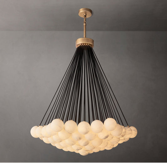 Hand-Carved Alabaster Globe Chandelier