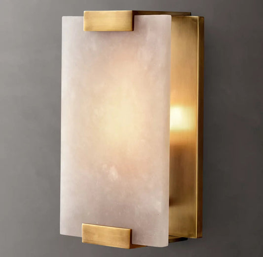 Hand-Carved Alabaster Shield Sconce