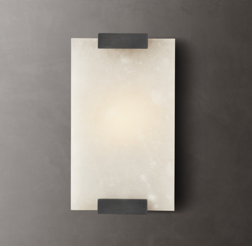 Hand-Carved Alabaster Shield Sconce