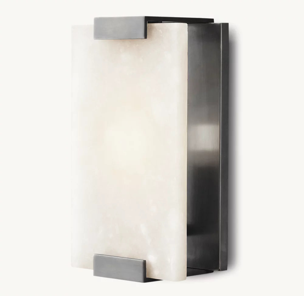 Hand-Carved Alabaster Shield Sconce