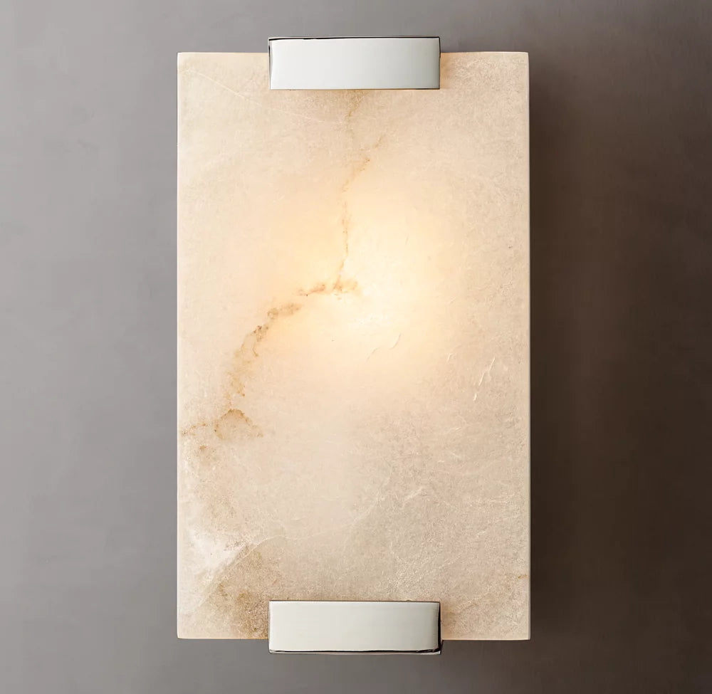 Hand-Carved Alabaster Shield Sconce