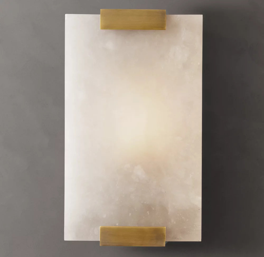 Hand-Carved Alabaster Shield Sconce