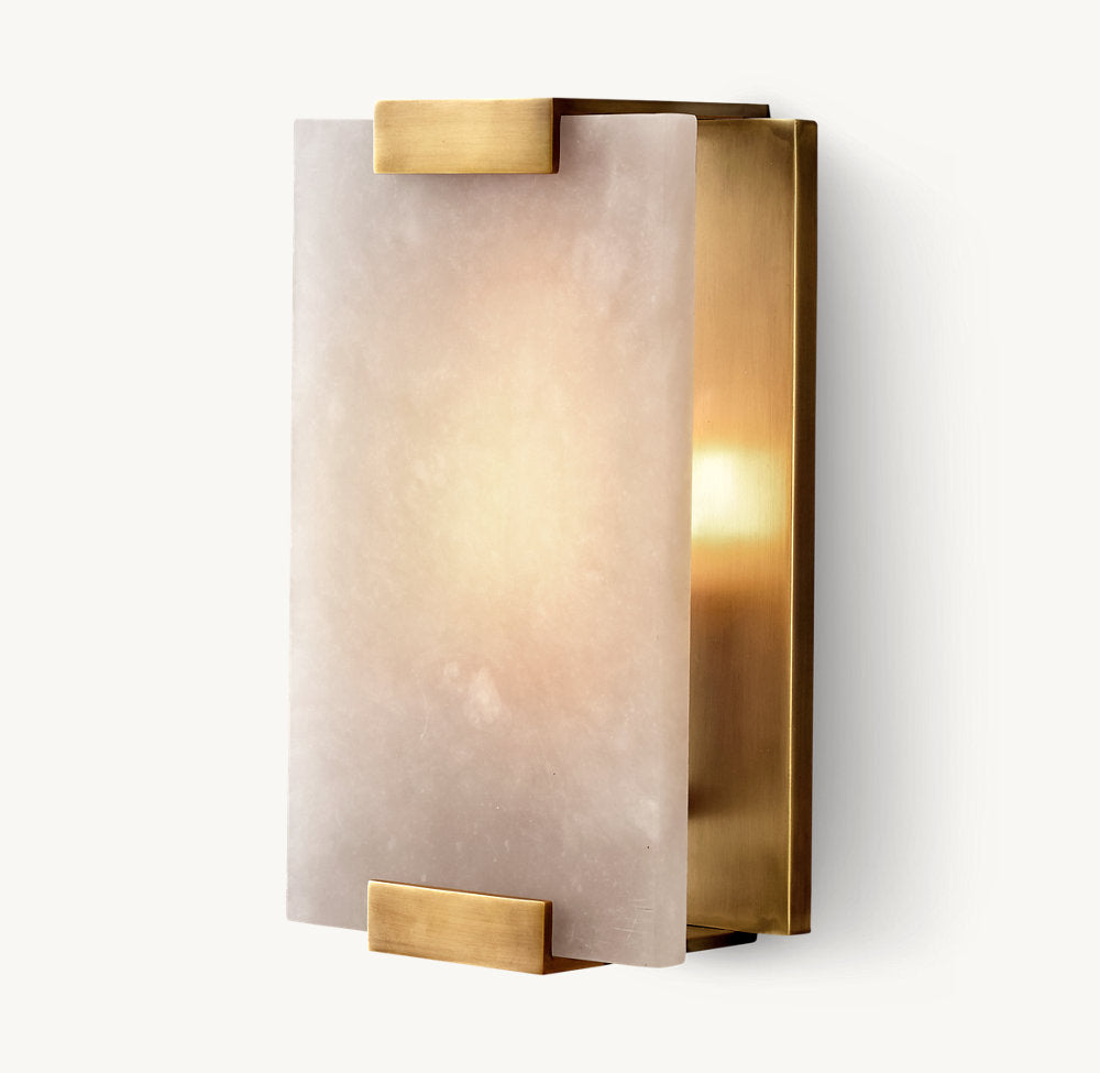Hand-Carved Alabaster Shield Sconce