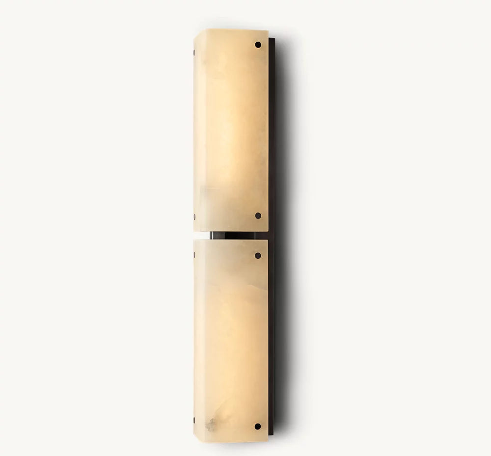 Hand-Carved Alabaster Twin Column Sconce