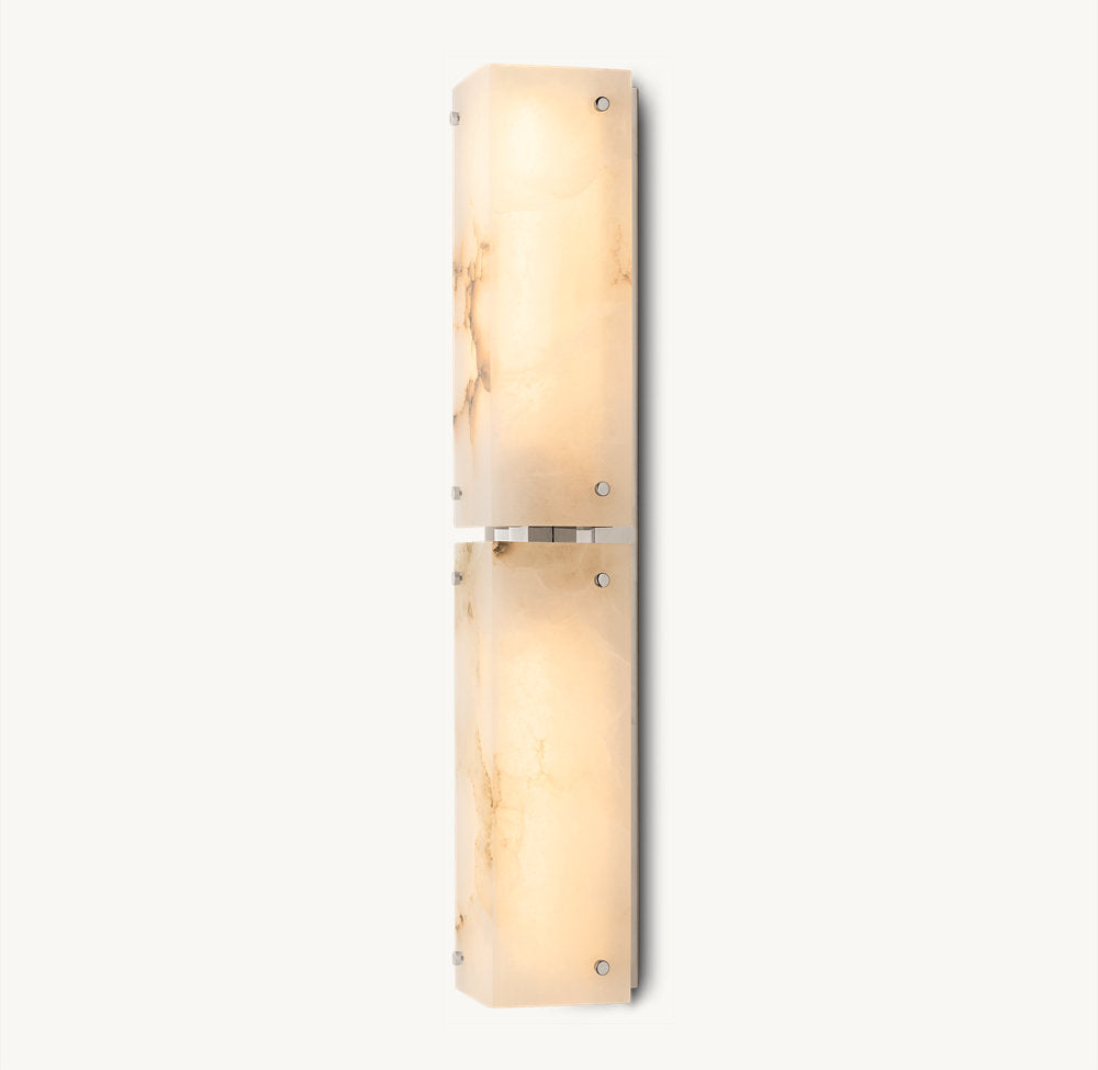 Hand-Carved Alabaster Twin Column Sconce