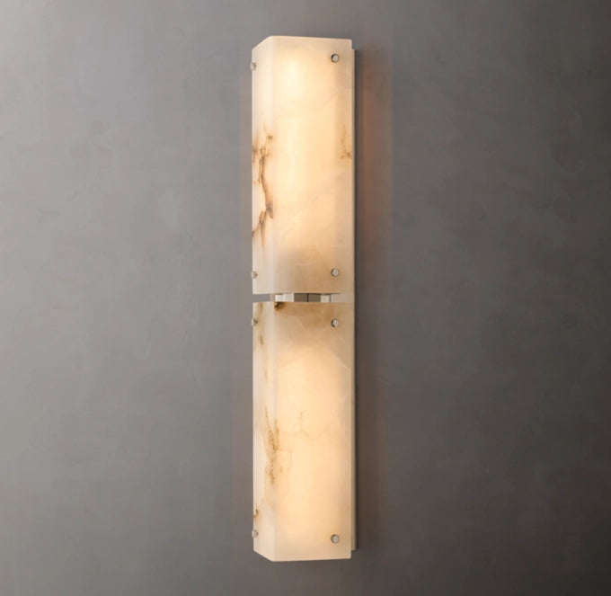 Hand-Carved Alabaster Twin Column Sconce