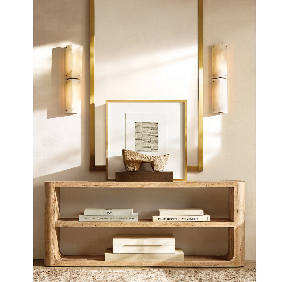 Hand-Carved Alabaster Twin Column Sconce