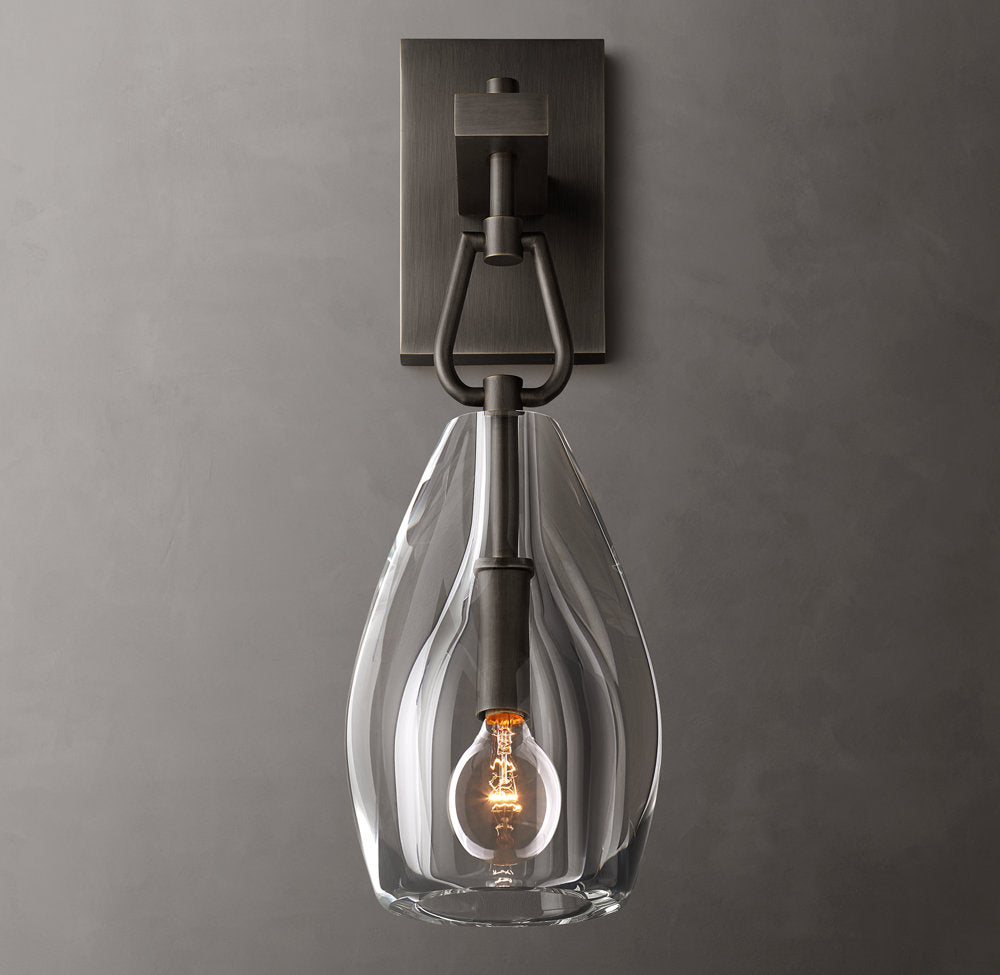 Hand-Carved Crystal Flute Sconce