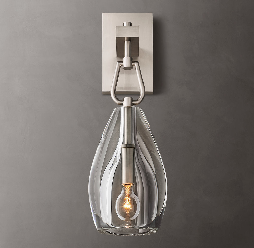 Hand-Carved Crystal Flute Sconce