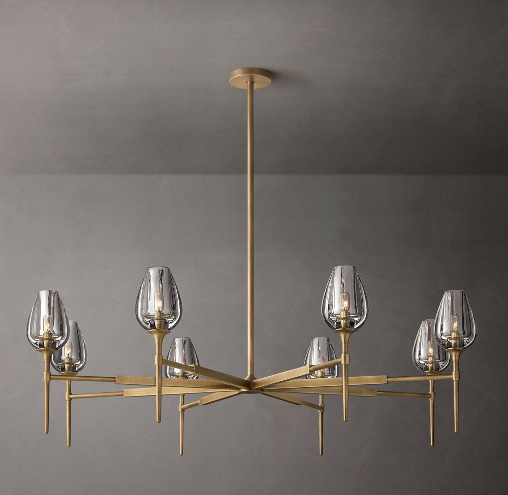 Hand-Carved Crystal Tulip Ring Chandelier