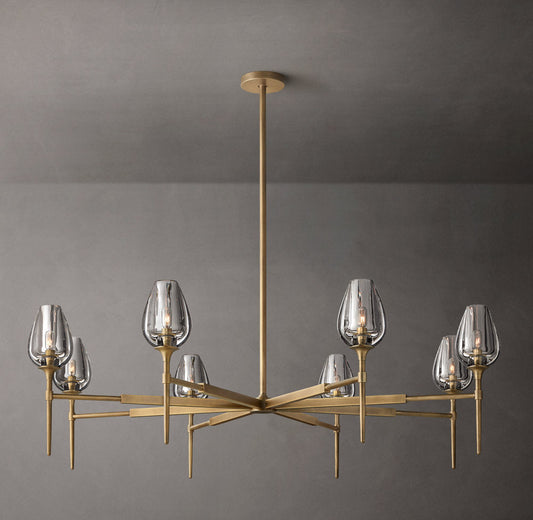 Hand-Carved Crystal Tulip Ring Chandelier
