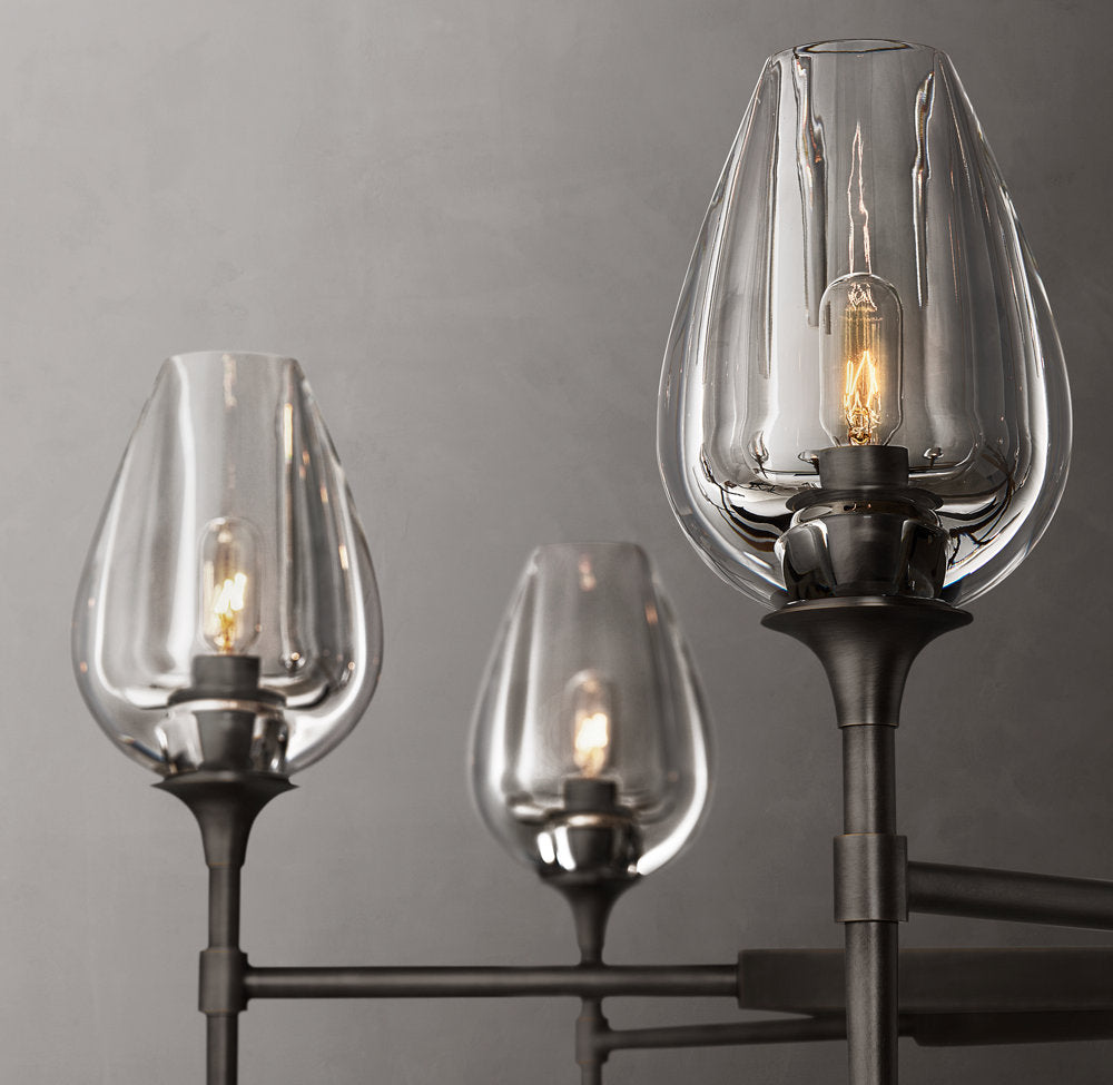 Hand-Carved Crystal Tulip Ring Chandelier