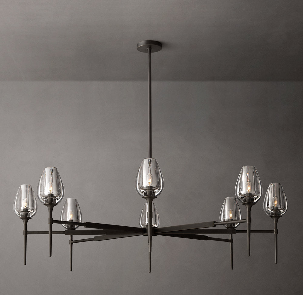 Hand-Carved Crystal Tulip Ring Chandelier