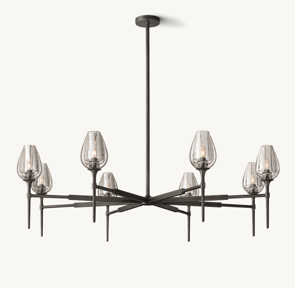 Hand-Carved Crystal Tulip Ring Chandelier