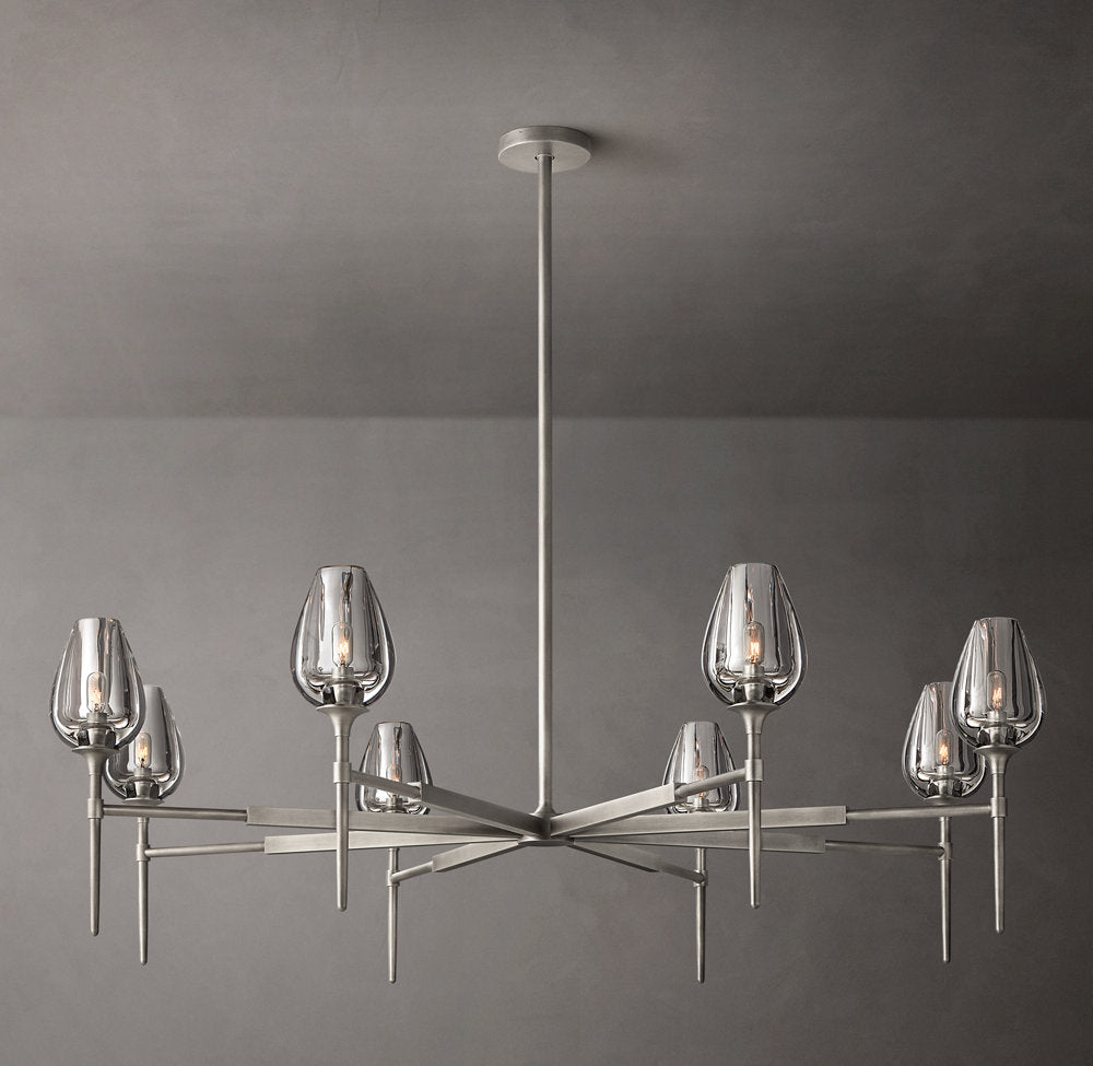 Hand-Carved Crystal Tulip Ring Chandelier