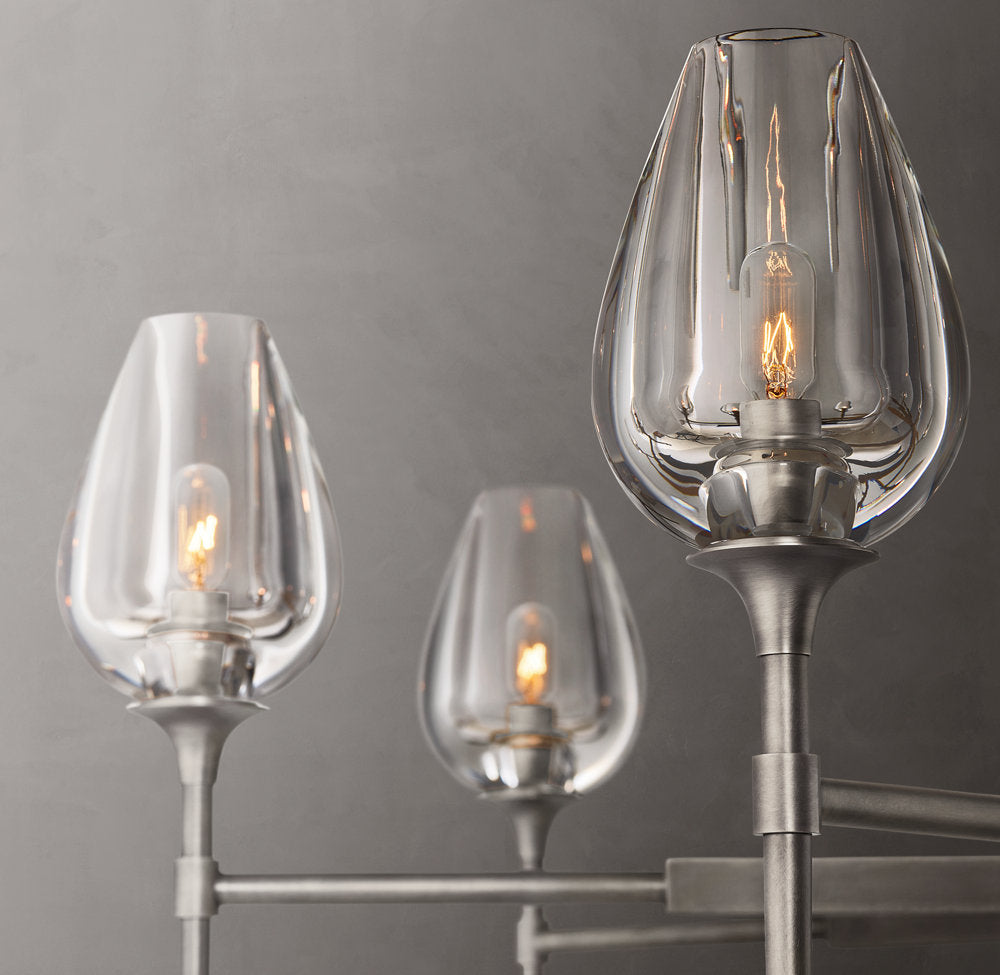 Hand-Carved Crystal Tulip Ring Chandelier