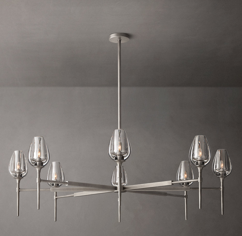 Hand-Carved Crystal Tulip Ring Chandelier