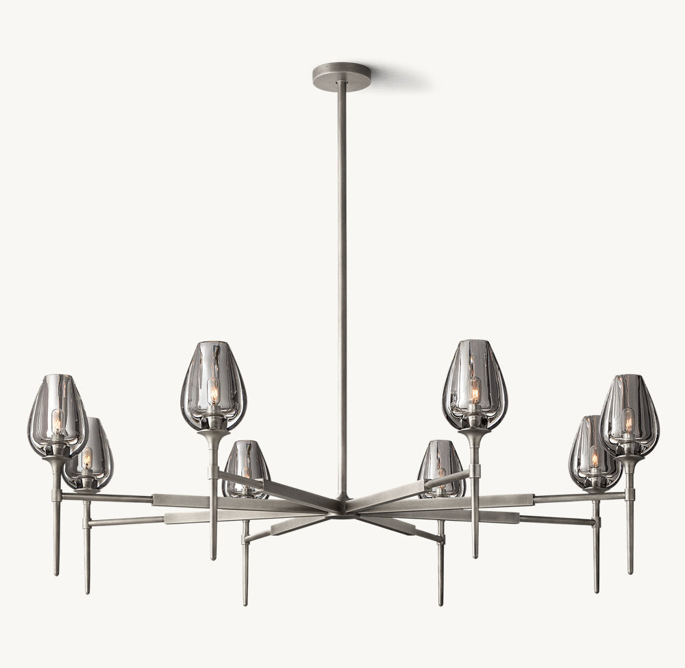 Hand-Carved Crystal Tulip Ring Chandelier