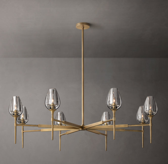 Hand-Carved Crystal Tulip Ring Chandelier
