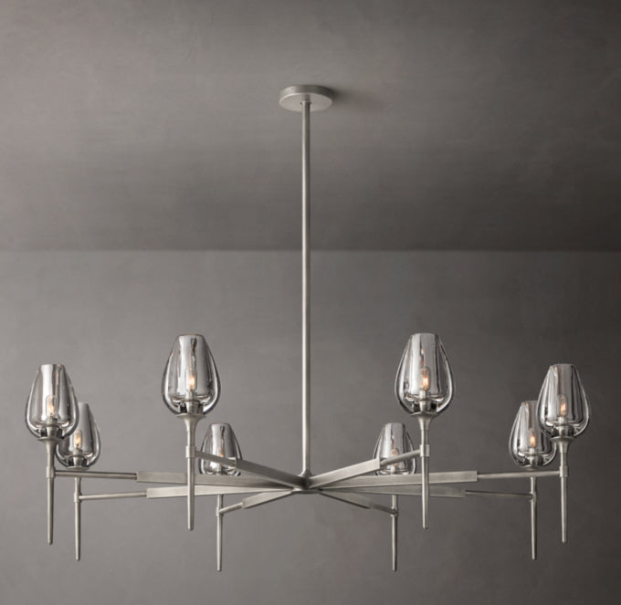 Hand-Carved Crystal Tulip Ring Chandelier