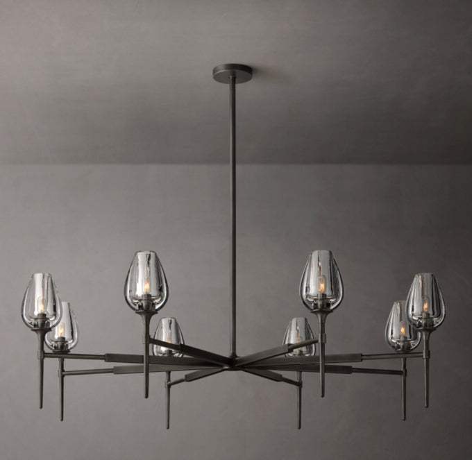 Hand-Carved Crystal Tulip Ring Chandelier