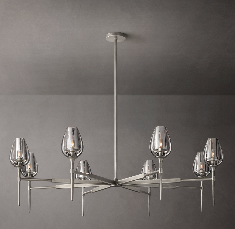 Hand-Carved Crystal Tulip Ring Chandelier