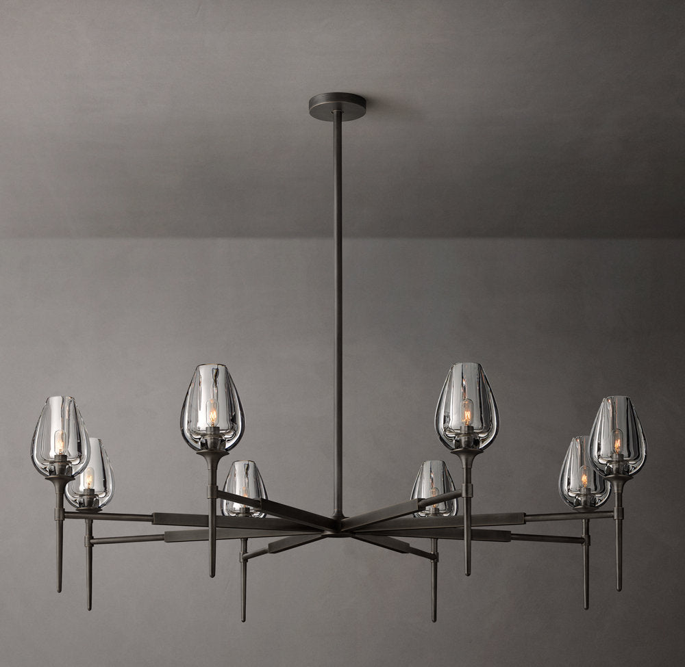 Hand-Carved Crystal Tulip Ring Chandelier