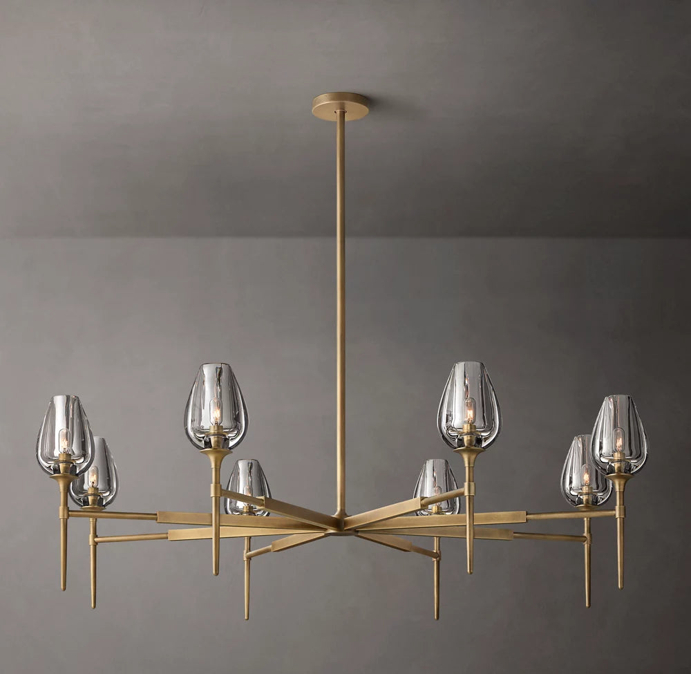 Hand-Carved Crystal Tulip Ring Chandelier