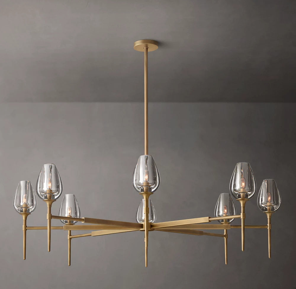 Hand-Carved Crystal Tulip Ring Chandelier