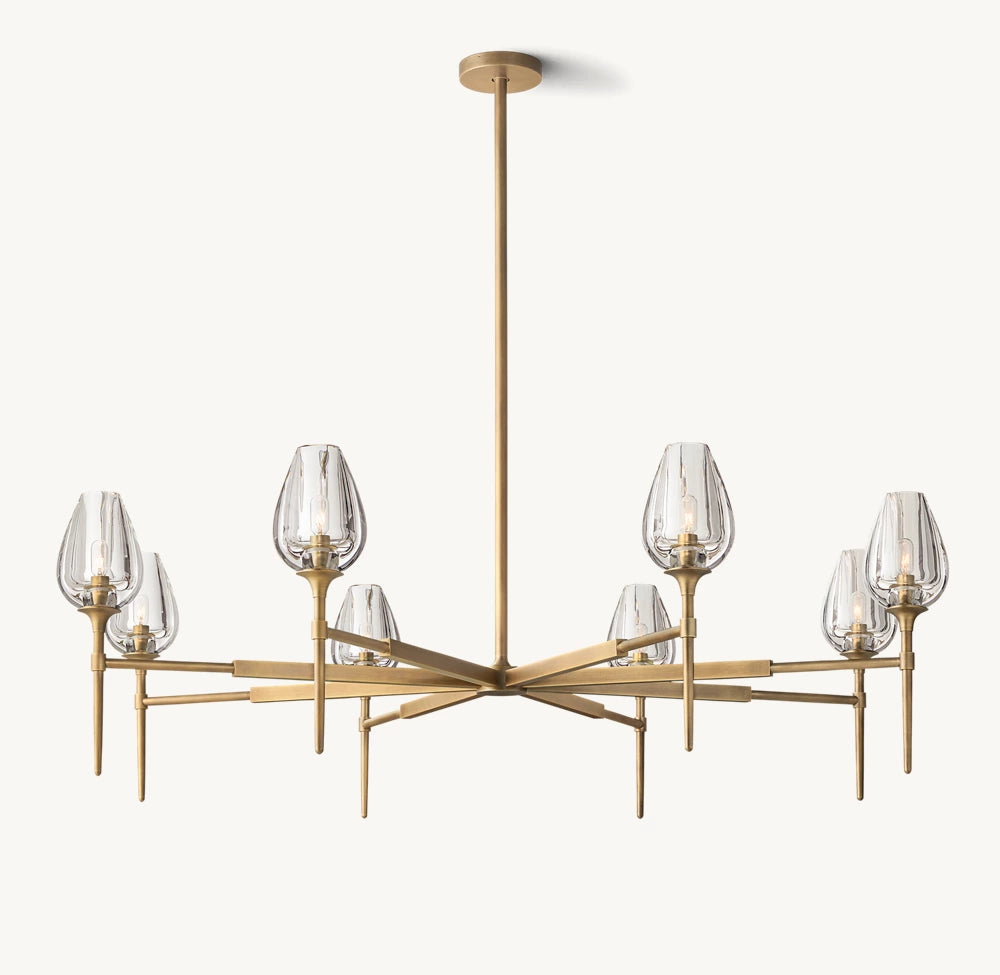 Hand-Carved Crystal Tulip Ring Chandelier