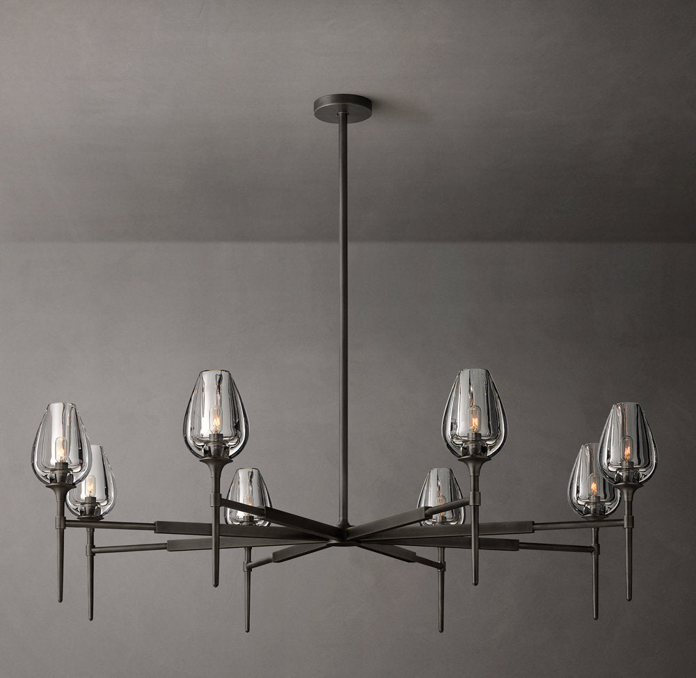 Hand-Carved Crystal Tulip Ring Chandelier