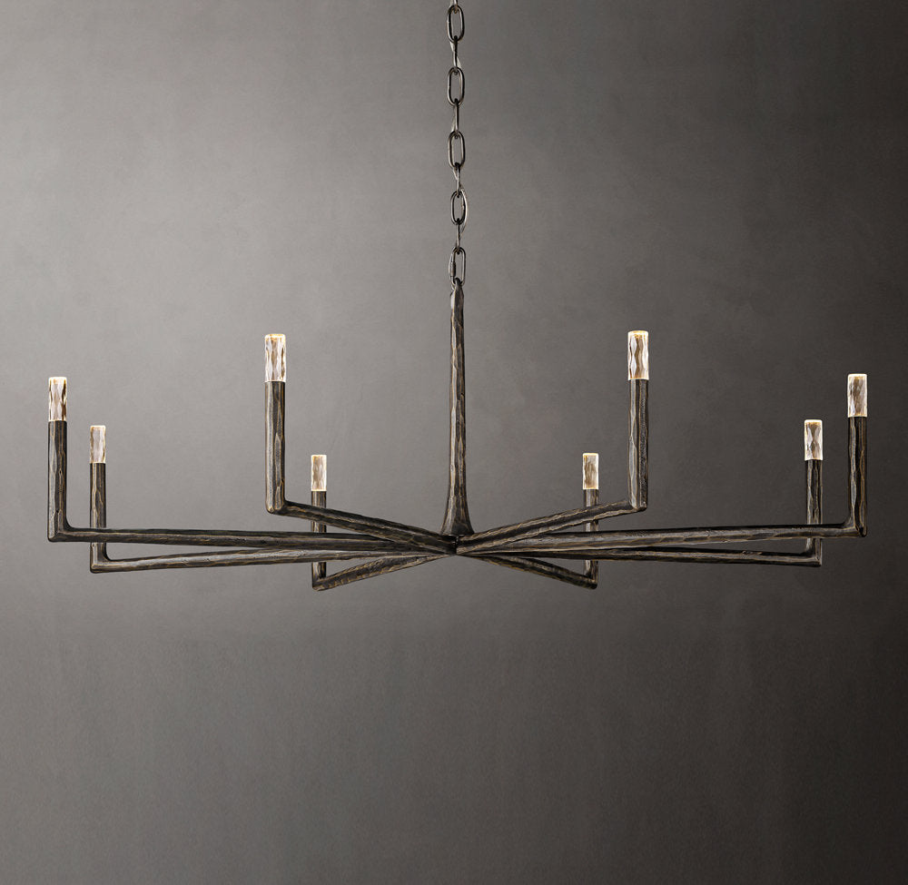 Hand-Hammered Glass Capsule Ring Chandelier