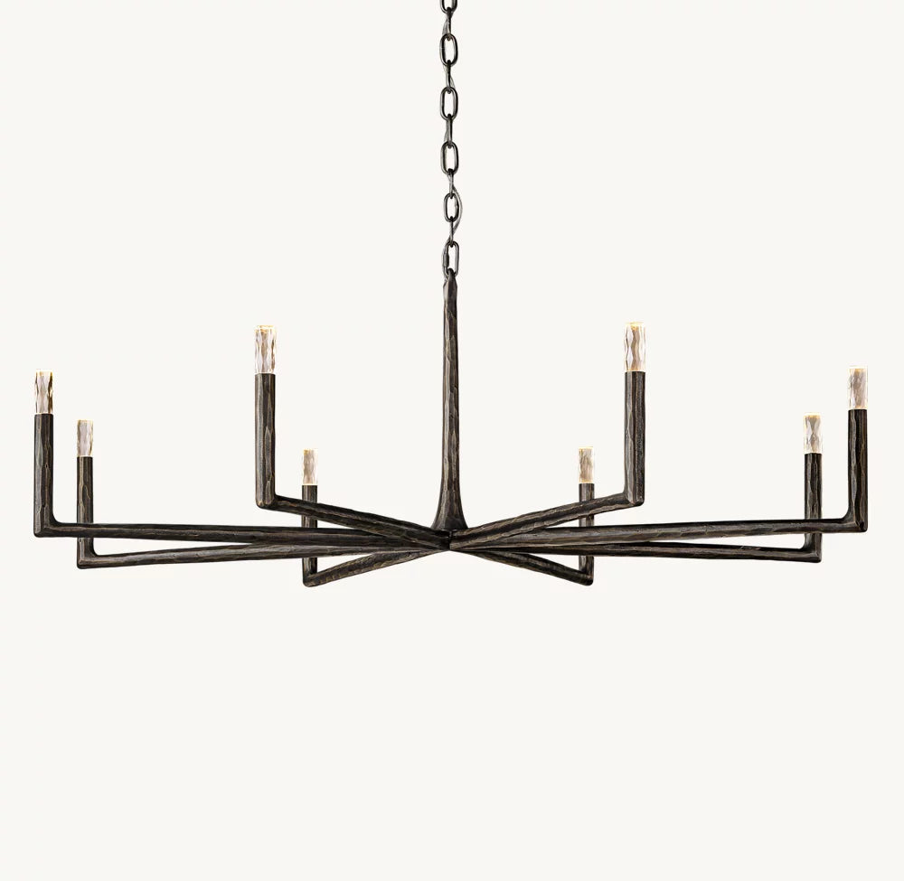 Hand-Hammered Glass Capsule Ring Chandelier