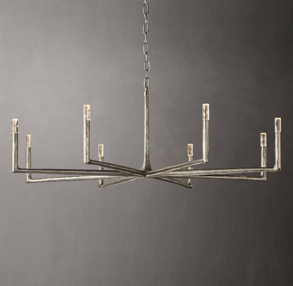Hand-Hammered Glass Capsule Ring Chandelier