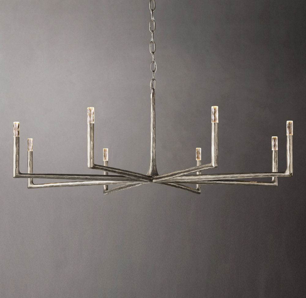 Hand-Hammered Glass Capsule Ring Chandelier