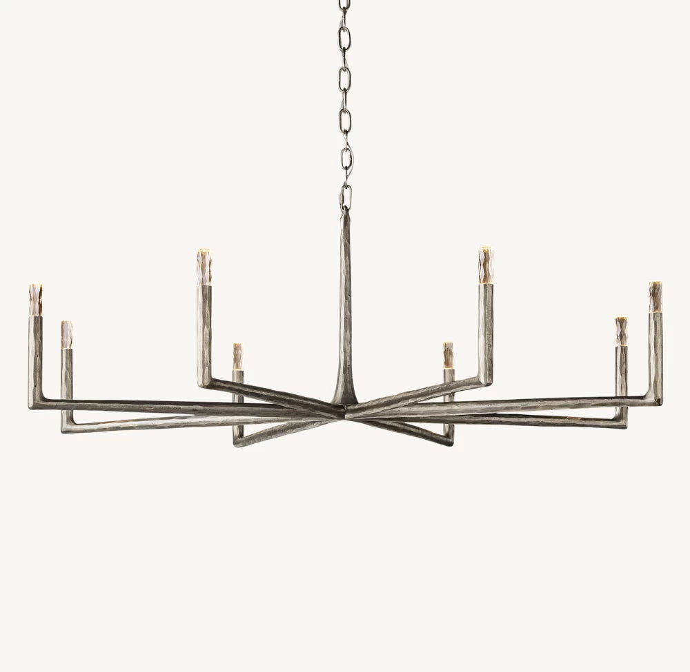 Hand-Hammered Glass Capsule Ring Chandelier