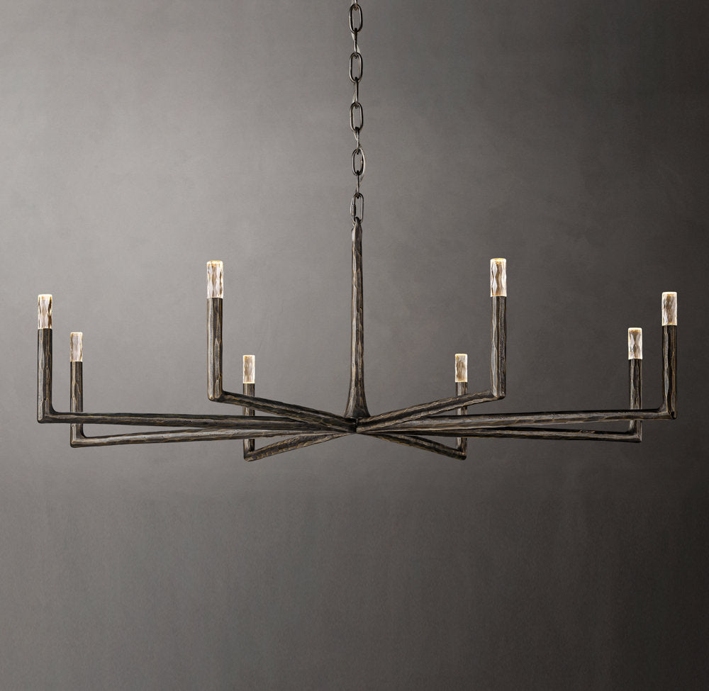 Hand-Hammered Glass Capsule Ring Chandelier