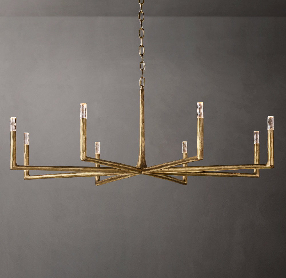 Hand-Hammered Glass Capsule Ring Chandelier