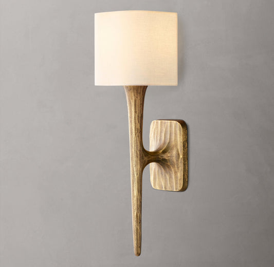 Hand-Hammered Linen Shade Wall Sconce