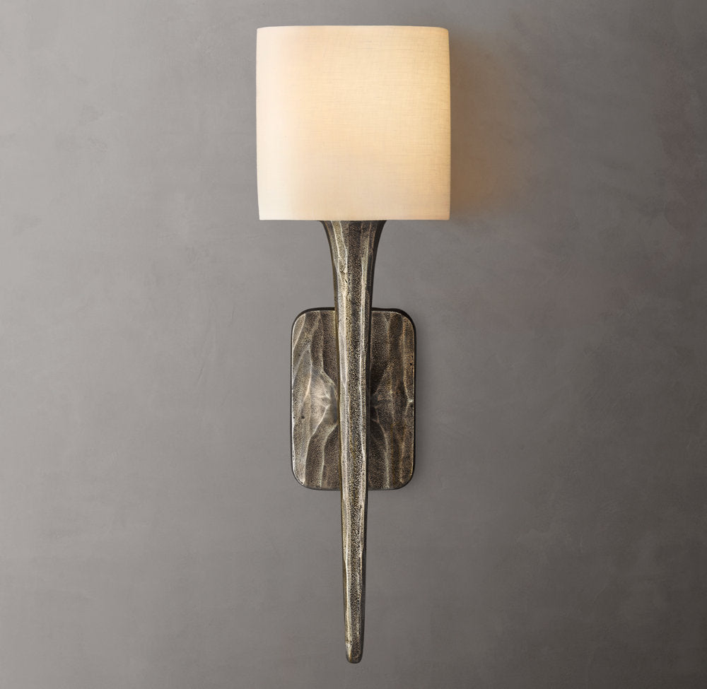 Hand-Hammered Linen Shade Wall Sconce