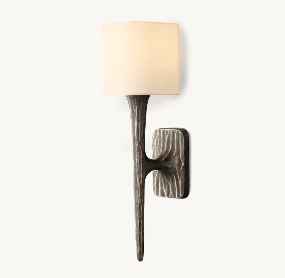 Hand-Hammered Linen Shade Wall Sconce