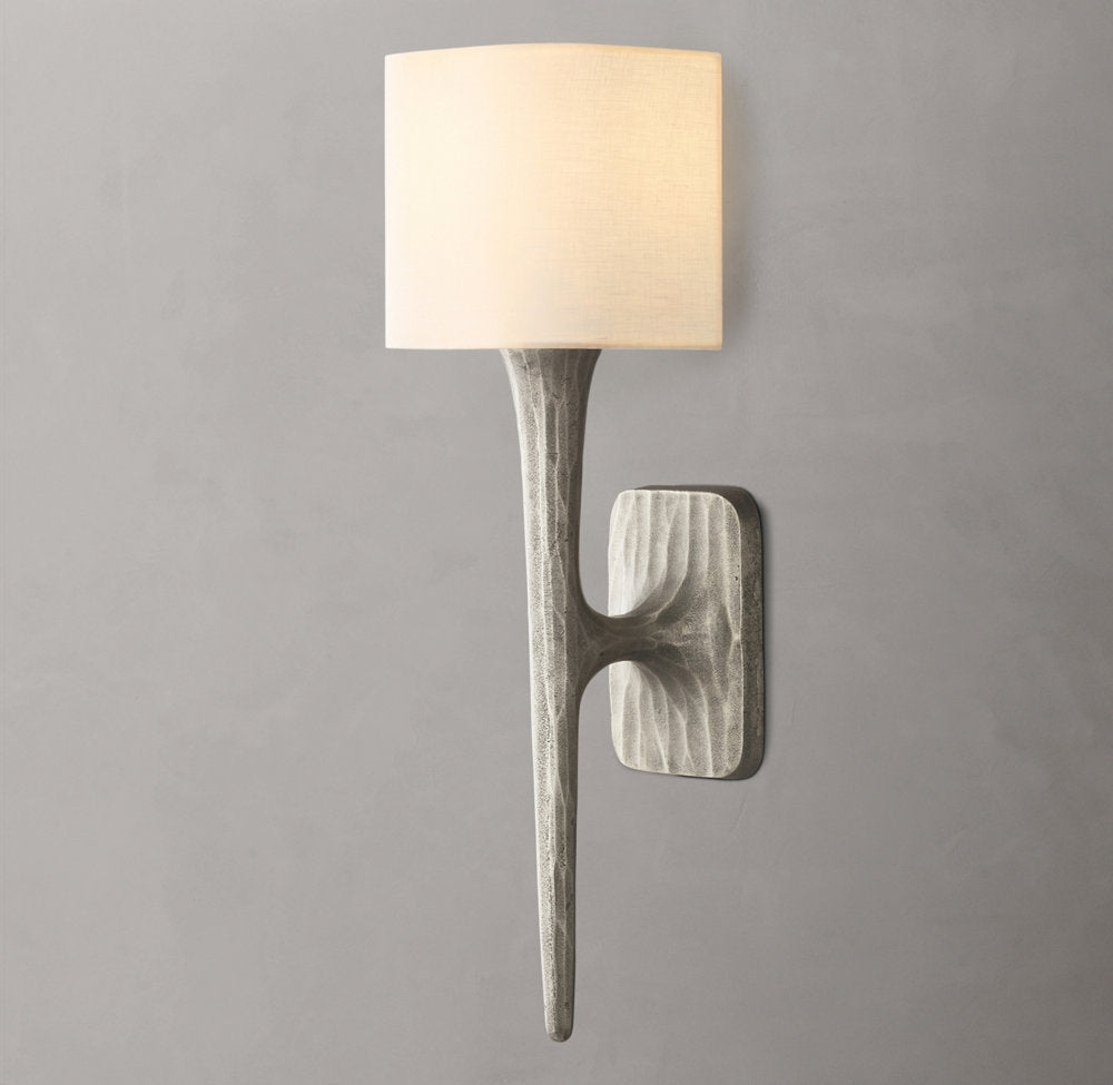 Hand-Hammered Linen Shade Wall Sconce