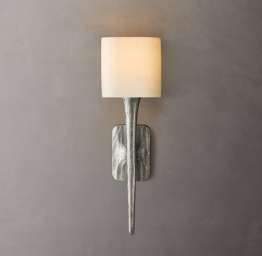 Hand-Hammered Linen Shade Wall Sconce