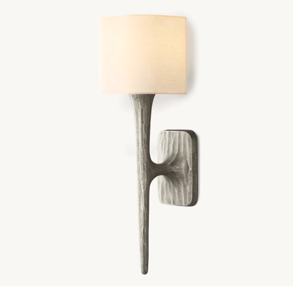 Hand-Hammered Linen Shade Wall Sconce