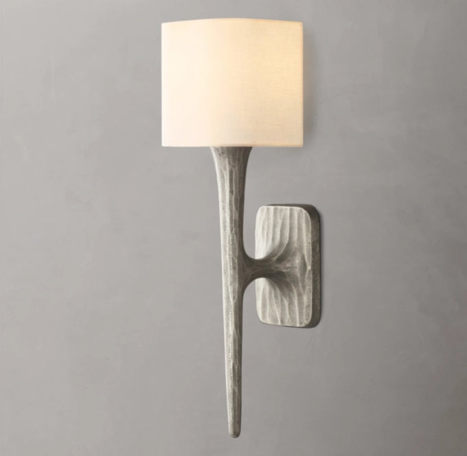 Hand-Hammered Linen Shade Wall Sconce