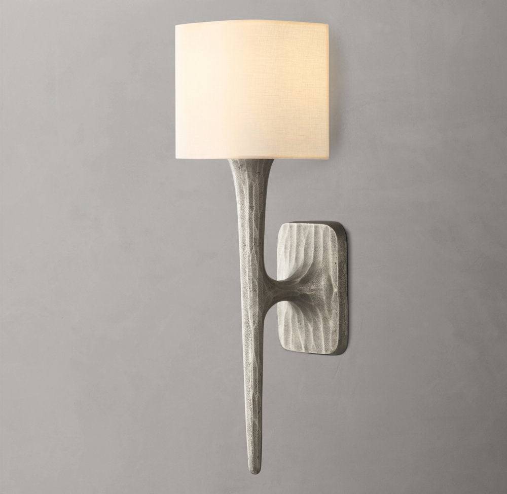 Hand-Hammered Linen Shade Wall Sconce